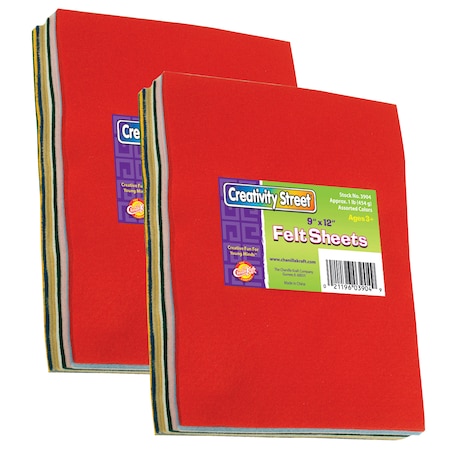 Creativity Street Felt Sheets, 7 Assorted Colors, 9in x 12in, 1 lb. Per Pack, PK2 PAC3904